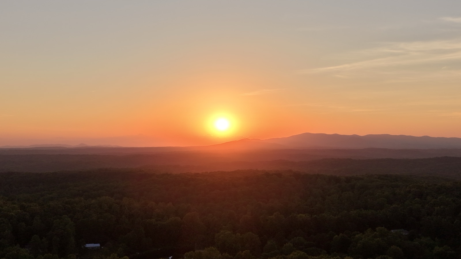 Sunset over the North Georgia mountain ridge